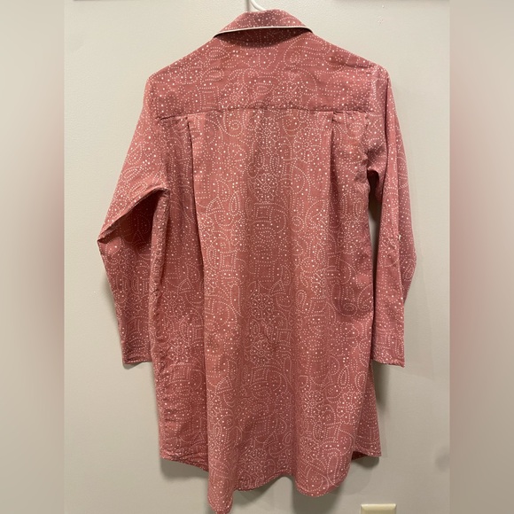 Julia Amory 
100% Cotton Pink Printed Collared Button Down Shirt Swizzle Dress - Picture 2 of 4